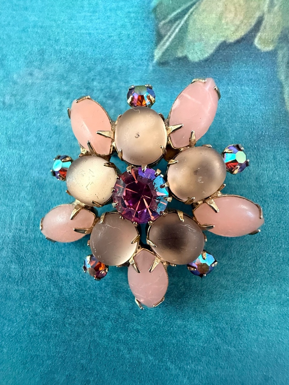 Floral Pink and Purple Crystal Statement Brooch